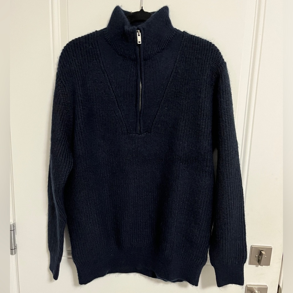 Pull & Bear Men’s Chunky Ribbed Knit Quarter Zip Sweater - Size M